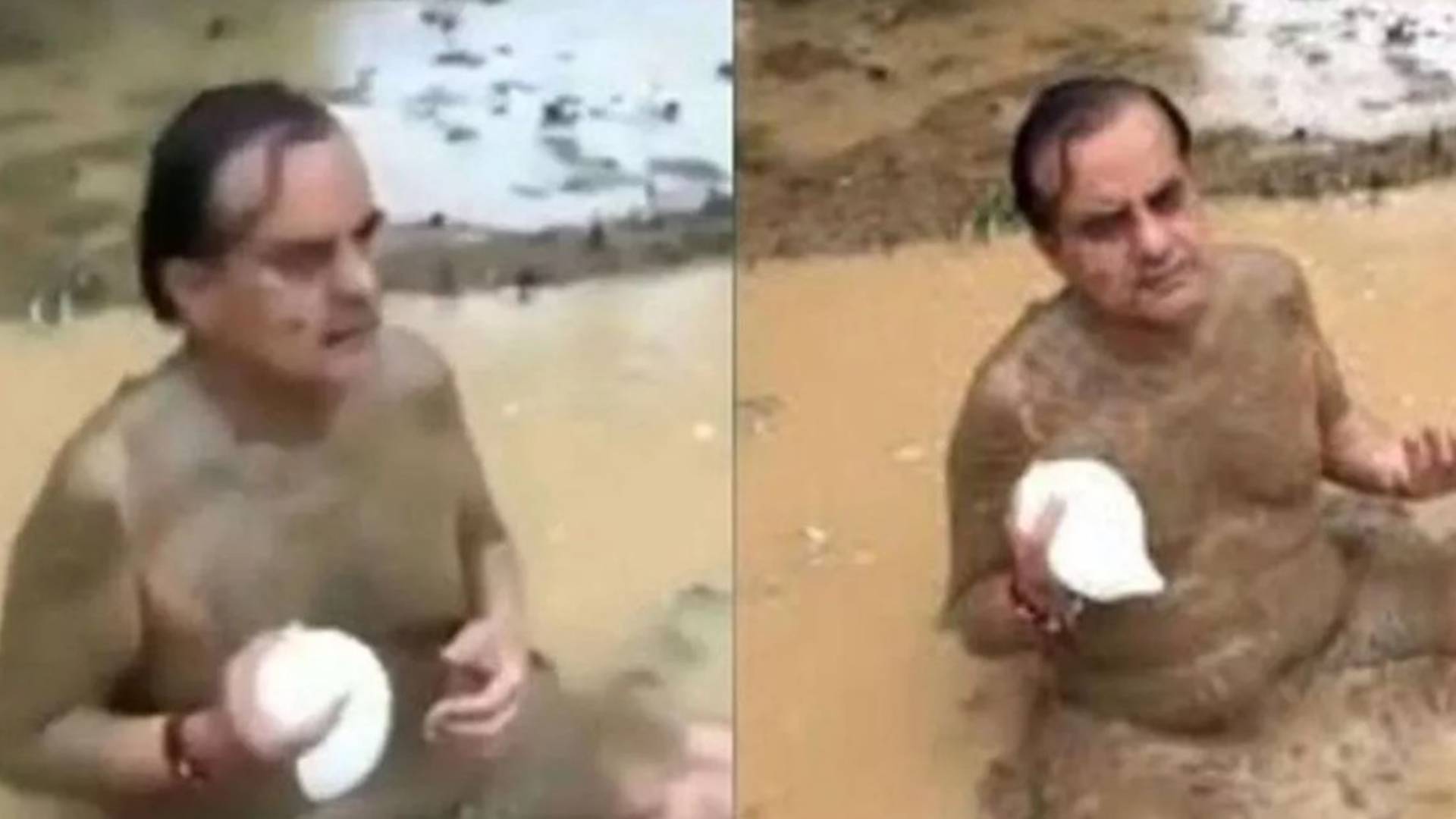 Hindistan'da Kovid-19 testi pozitif çıkan vekil çamurda yıkandı_ Koronavirüse karşı etkili, tavsiye ederim