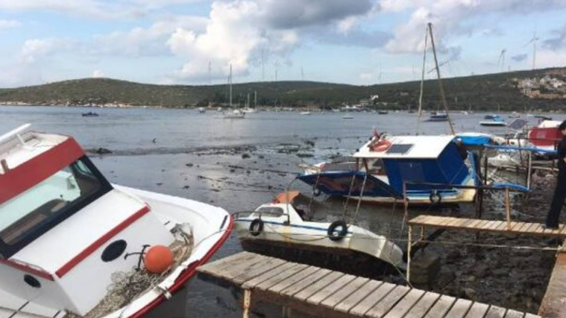 Deprem sonrası Seferihisar'da deniz taştı!