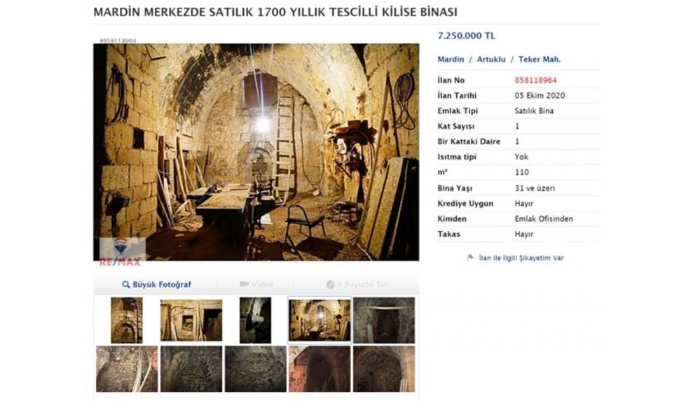 Mardin’deki bin 700 yıllık tarihi kilise internetten satışa çıkarıldı!