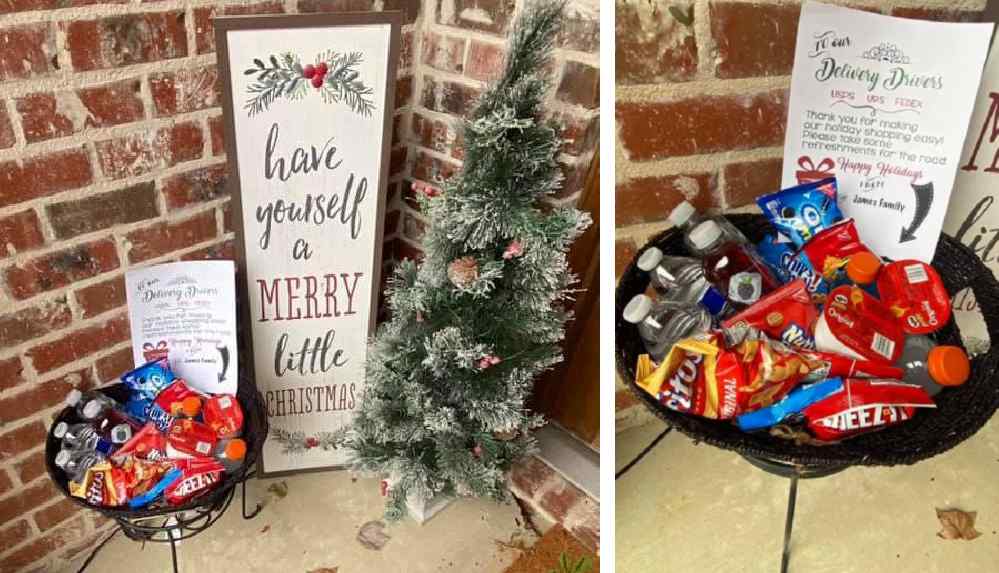 Kargo çalışanı kendisi için bırakılan atıştırmalıkları görünce mutluluktan dansı etti