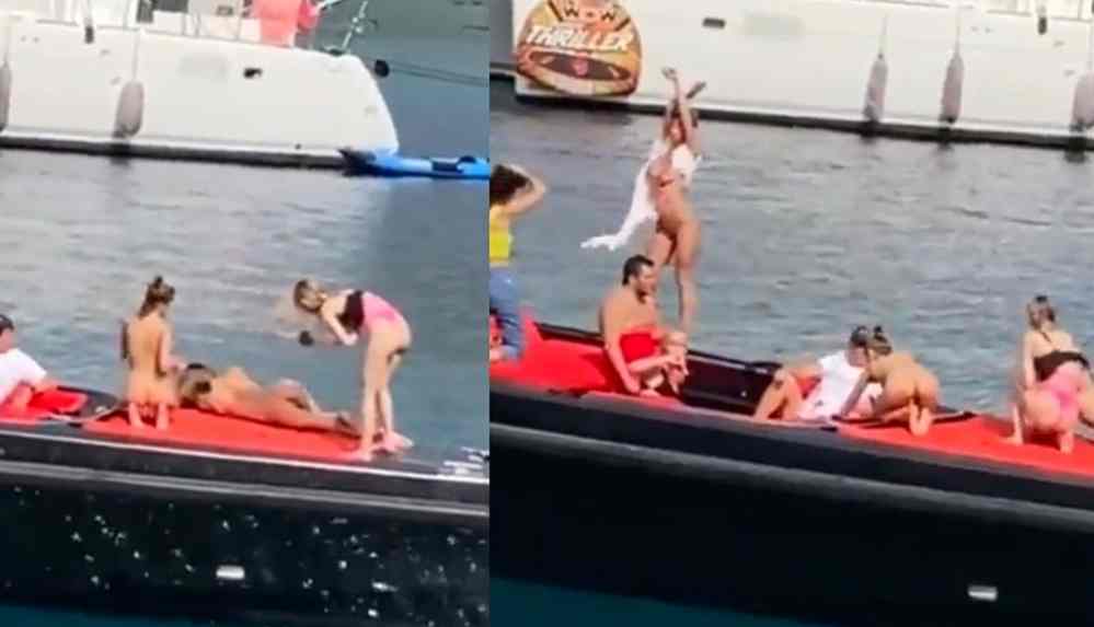 Muğla'da Tekne Üzerinde Çırılçıplak Soyunan Kadınlı Erkekli Grup