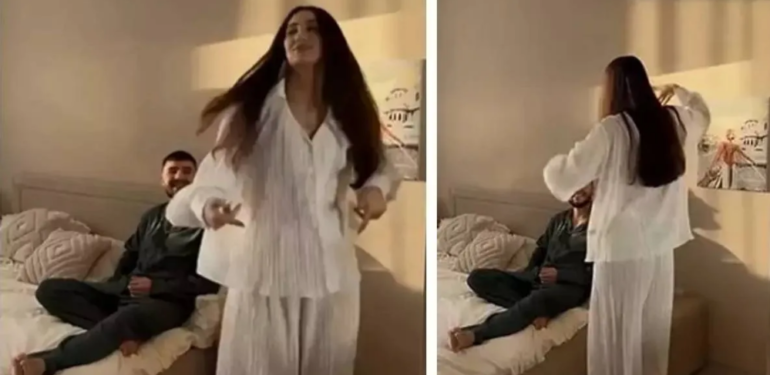Kocasına yatak odasında yaptığı dansı paylaştı! Sosyal medyada gündem oldu